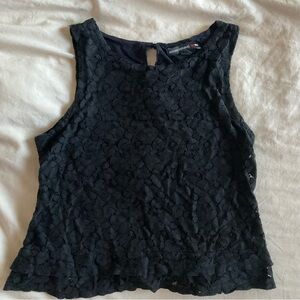 Banana Republic x Mad Men Black Floral Lace Sleeveless Blouse